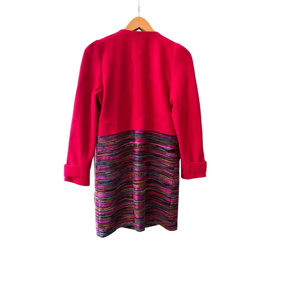 Jade Melody Tam Multi Color Pink Purple Wool Blend Coat Jacket Women's Small